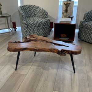 MAPLE COFFEE TABLE W/METAL LEGS