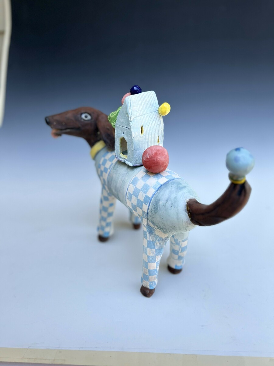blue check dog