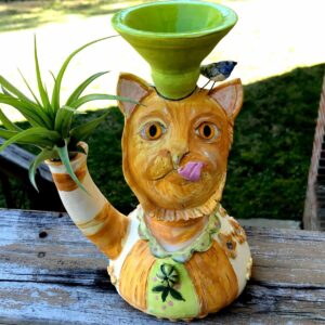 Tabby cat vase