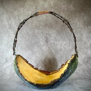 LIVE-EDGE SOURWOOD BARBED WIRE BASKET